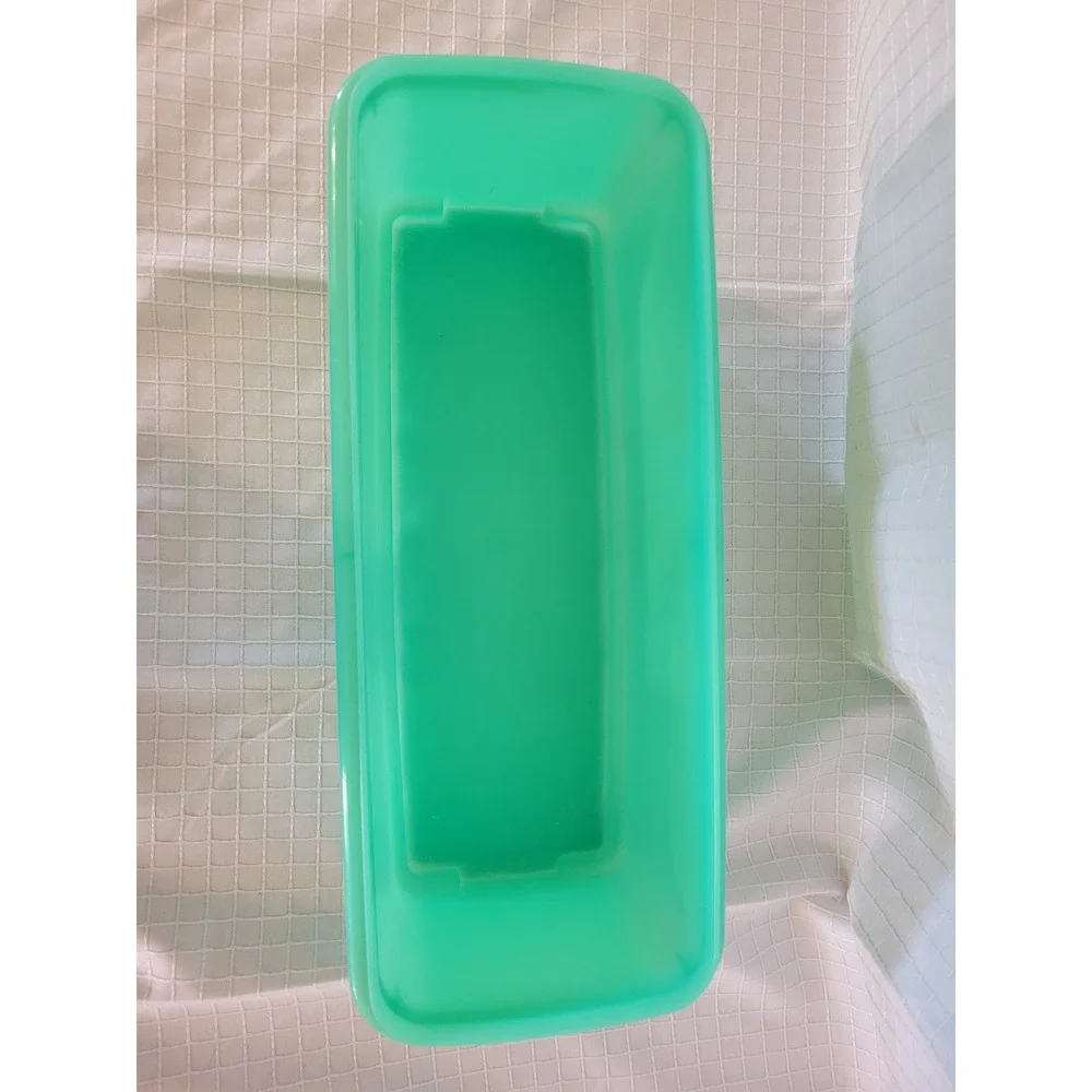 Vintage Tupperware Seafoam Green Rectangular Storage Bin Container Made in USA